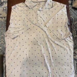 Daniel Cremieux White Polo with Blue Pattern